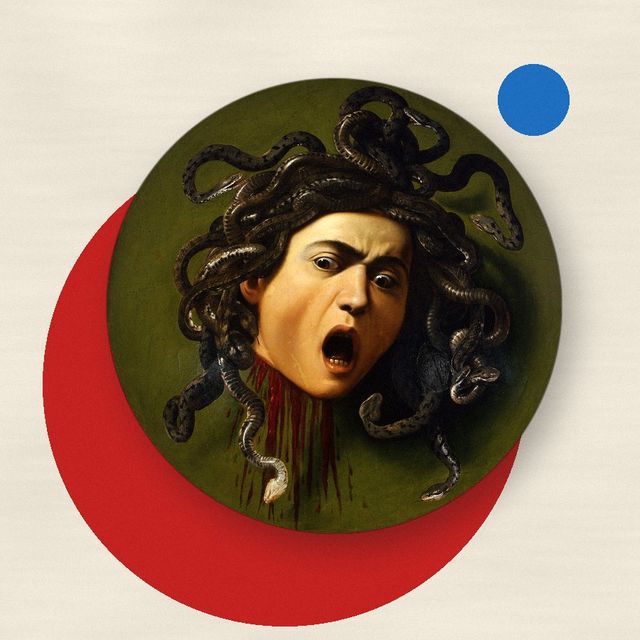 Caravaggio’s Medusa shield with a crimson disc